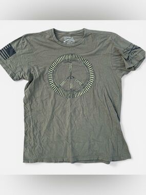 Grunt Style Army Green Graphic Peace Bullets Crewneck T-Shirt XXL